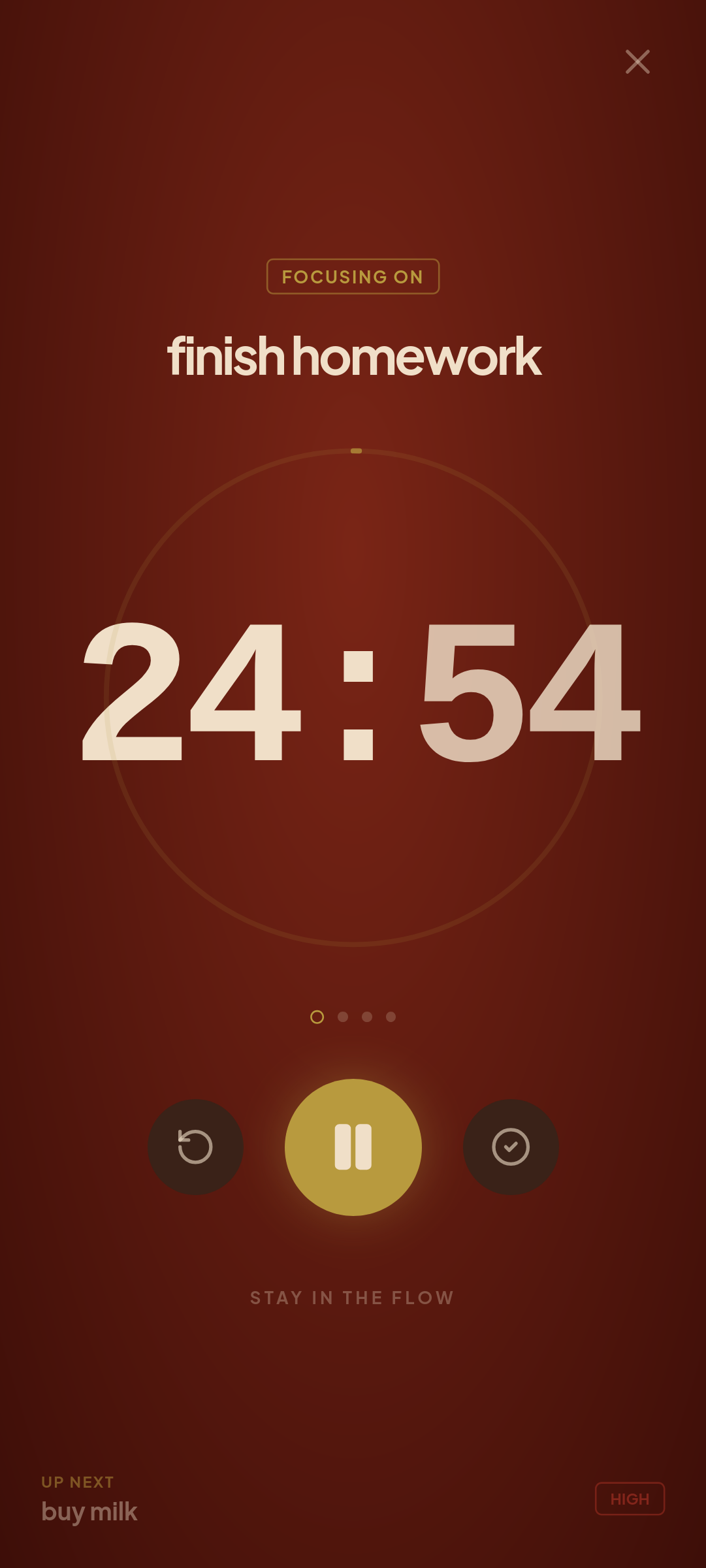 Pomoku full-screen focus timer